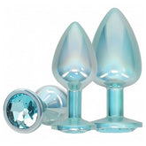 OUCH! Paris Collection Metallic Butt Plugs with Gem Bases Blue Butt Plugs