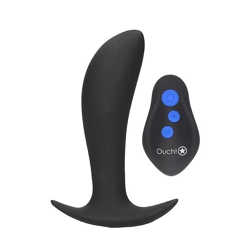OUCH! e-Stim & Vibrating Butt Plug with Wireless Remote Black Butt Plugs