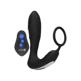 OUCH! E-stim & Vibrating Butt Plug With Cock Ring Black Butt Plugs