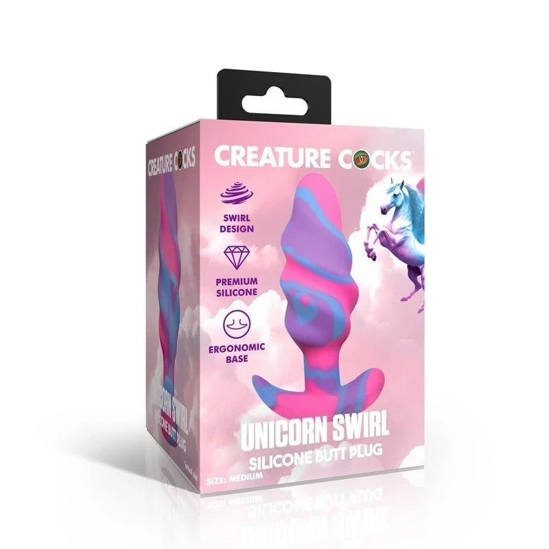 Creature Cocks Unicorn Swirl Silicone Butt Plug Large Butt Plugs