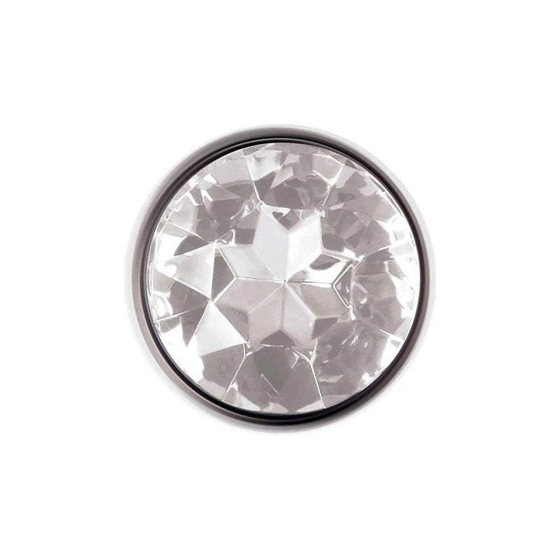 Adam & Eve Clear Gem Base Metal Anal Plug Medium Butt Plugs