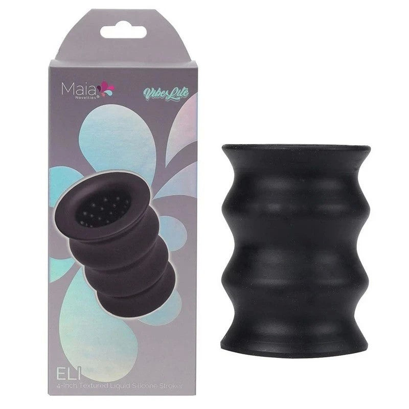 Maia ELI 10 cm Male Pleasure Stroker Sleeve Black Masturbators and Strokers