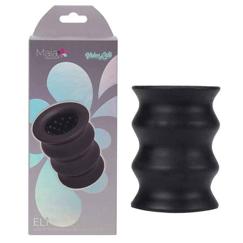 Maia ELI 10 cm Male Pleasure Stroker Sleeve Black Masturbators and Strokers