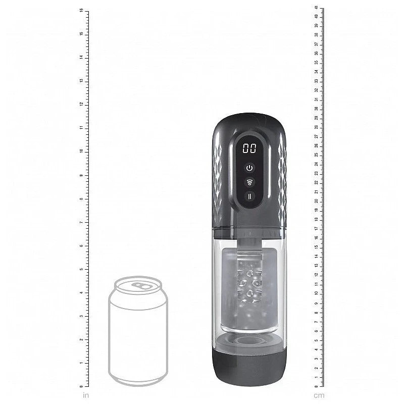 Shots Toys PUMPED Vortex Rotating and Thrusting Masturbator Grey Masturbators and Strokers