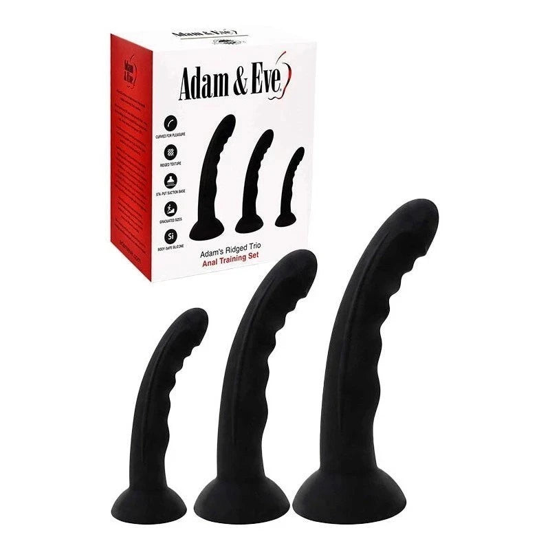 Adam & Eve ADAMS RIDGED TRIO Anal Training Dildo Kit Black Anal Dildos