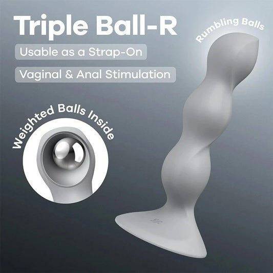Satisfyer Triple Ball-R Beaded Anal Plug Grey Butt Plugs