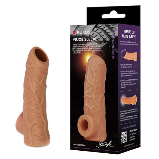 Kokos Nude Realistic Male Penis Extender Sleeve 1 - Penis Sleeves and Extenders