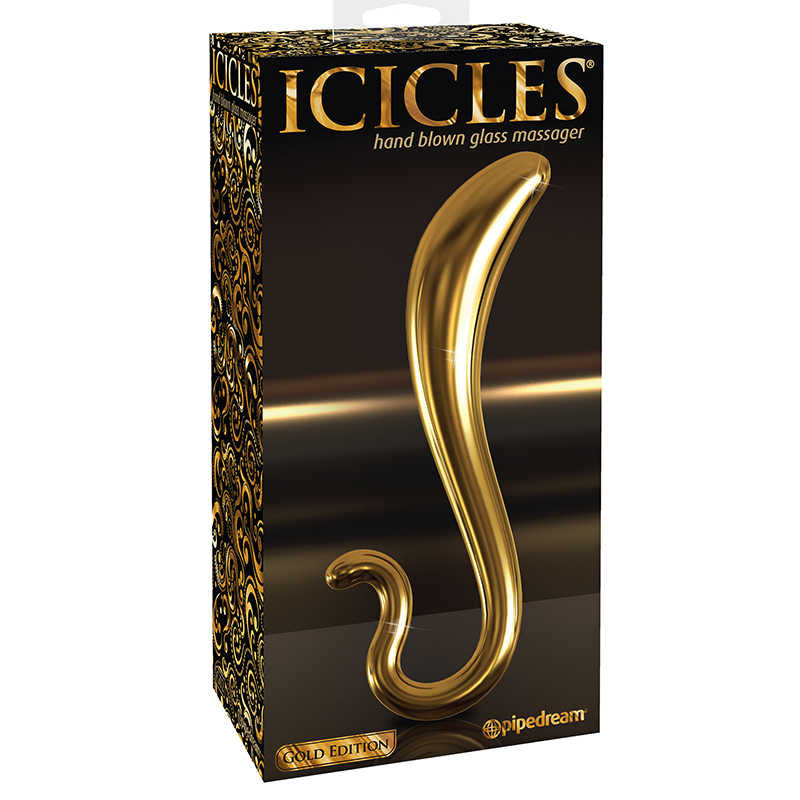 Pipedream Icicles Gold Edition G02 Curved Glass Dildo Glass Sex Toys