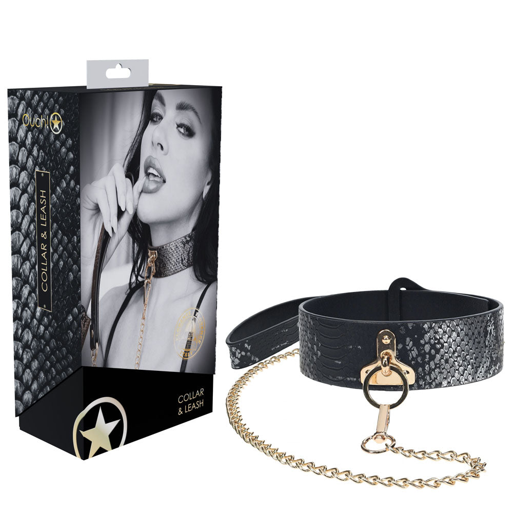 Premium Leather BDSM Collar & Leash - Iridescent Hardware Bondage Kits