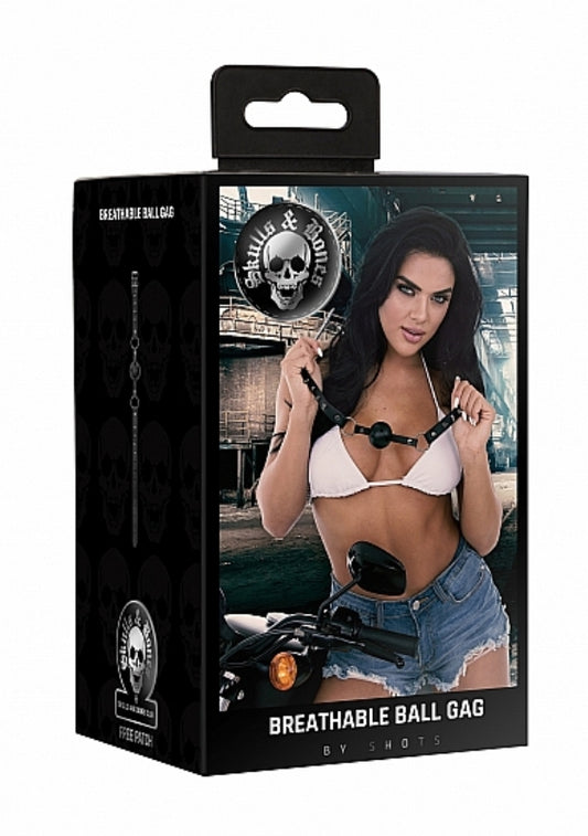 Ouch! Skull and Bones Breathable Ball Gag - Bondage Gags and Bits