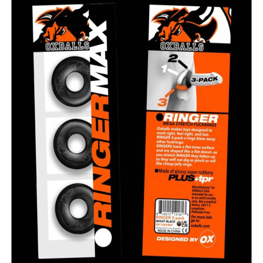 Oxballs Ringer Max - Thick, Durable Cockring Trio for Enhanced Pleasure Cock Rings