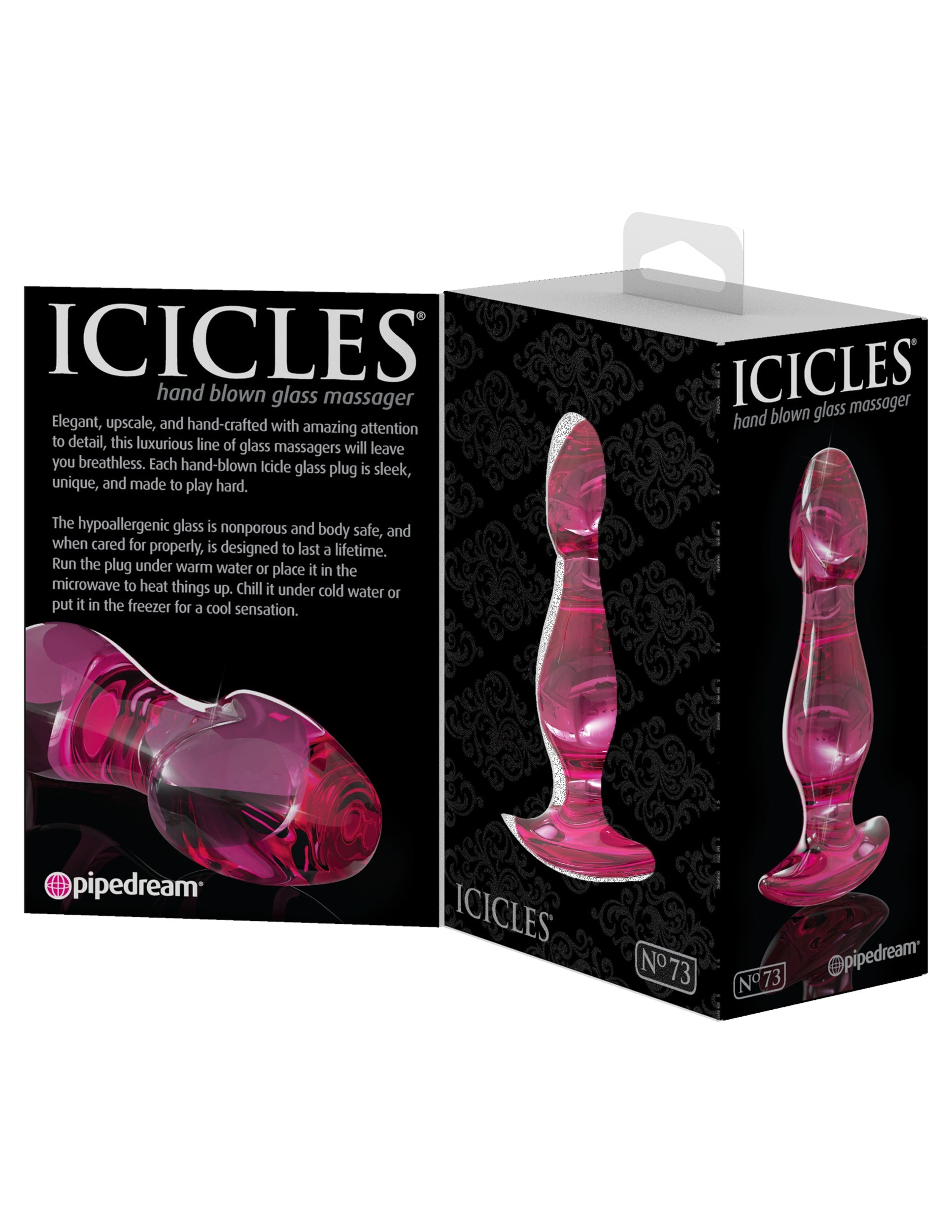 Pipedream Icicles No 73 Glass Anal Plug Pink Glass Sex Toys