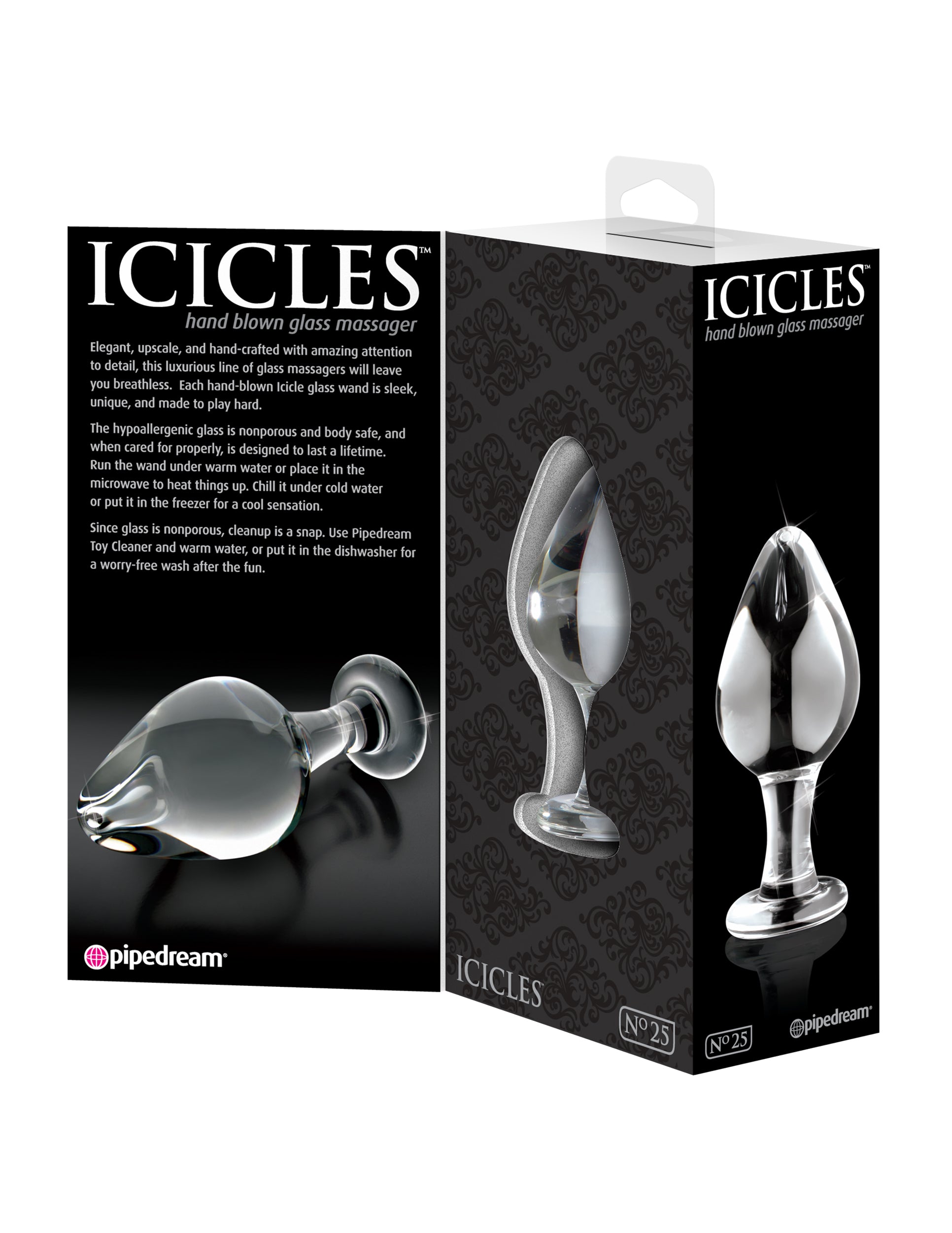 Pipedream Icicles No 25 Hand Blown Glass Butt Plug Glass Sex Toys