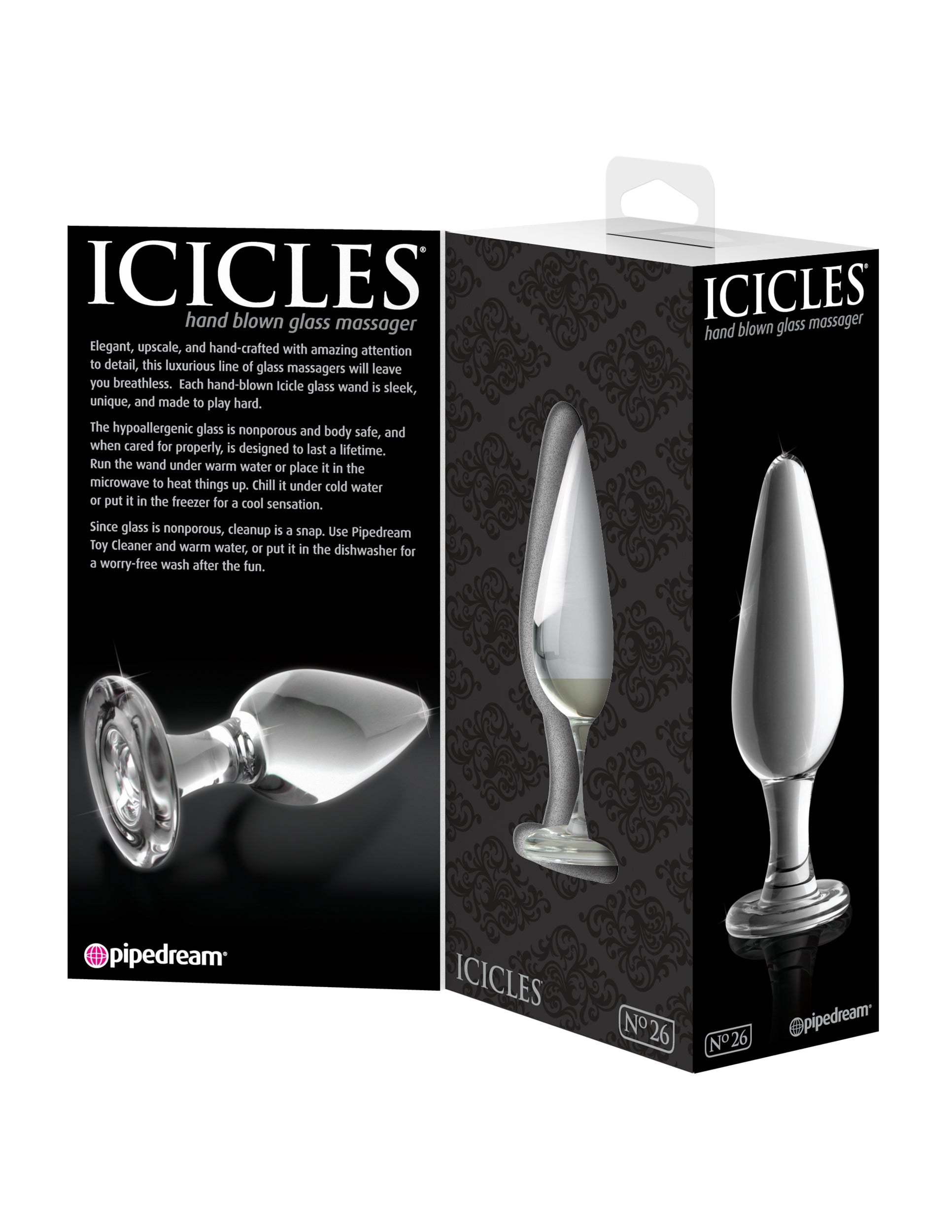 Pipedream Icicles No 26 Luxury Glass Anal Plug Glass Sex Toys