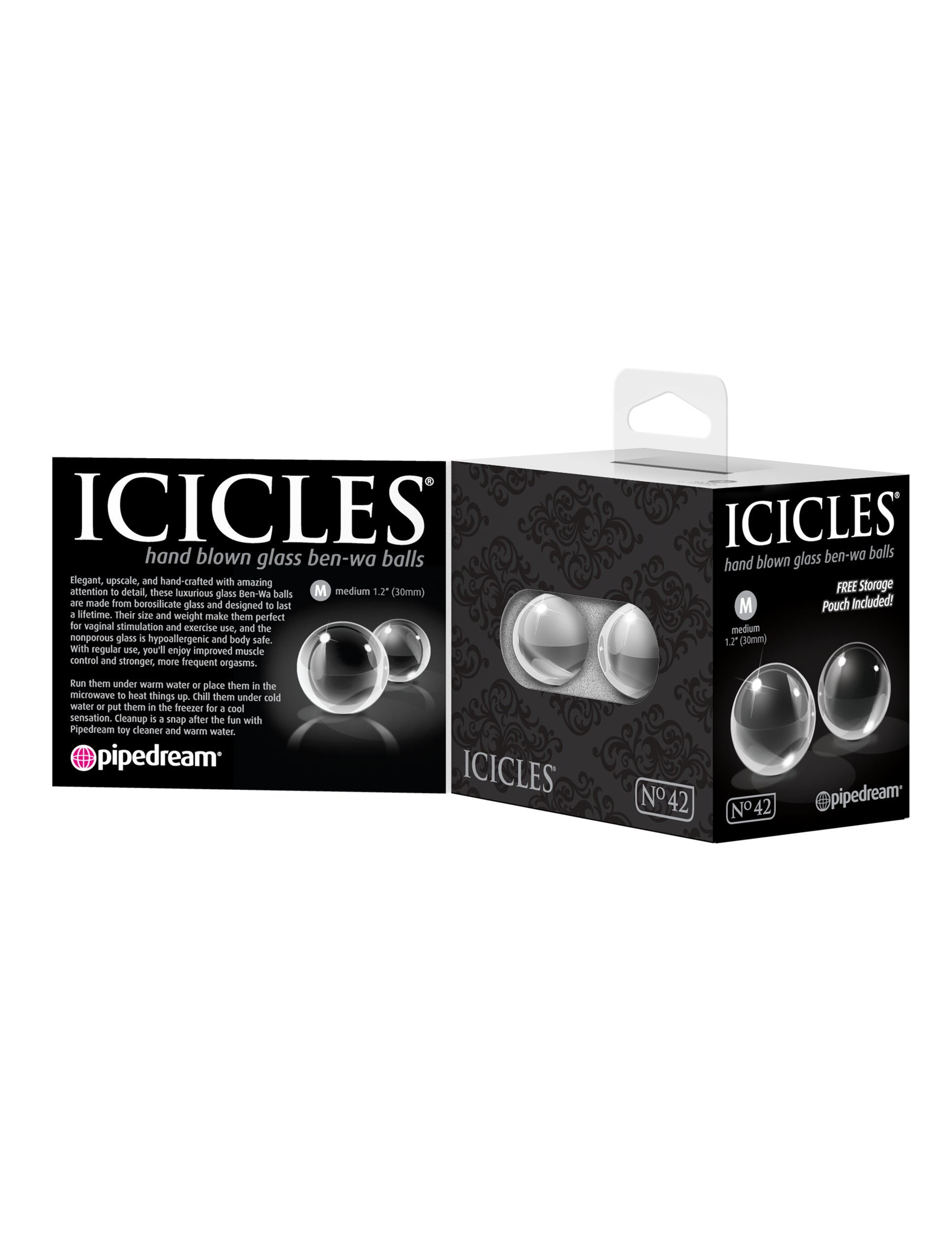 Pipedream Icicles Medium Hand Blown Glass Ben-Wa Balls Personal Massagers