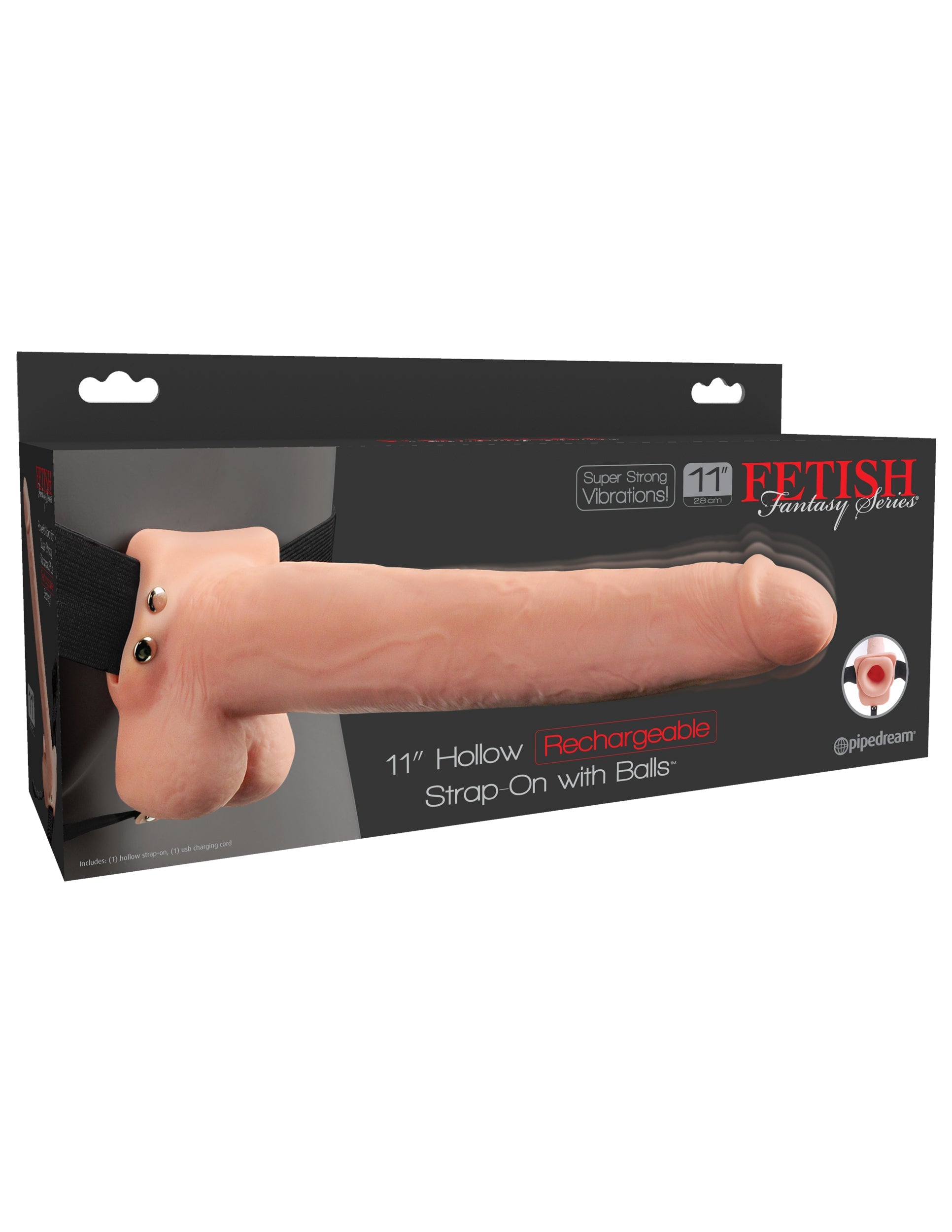 Fetish Fantasy 11 inch Rechargeable Hollow Strap-On Realistic Dildos