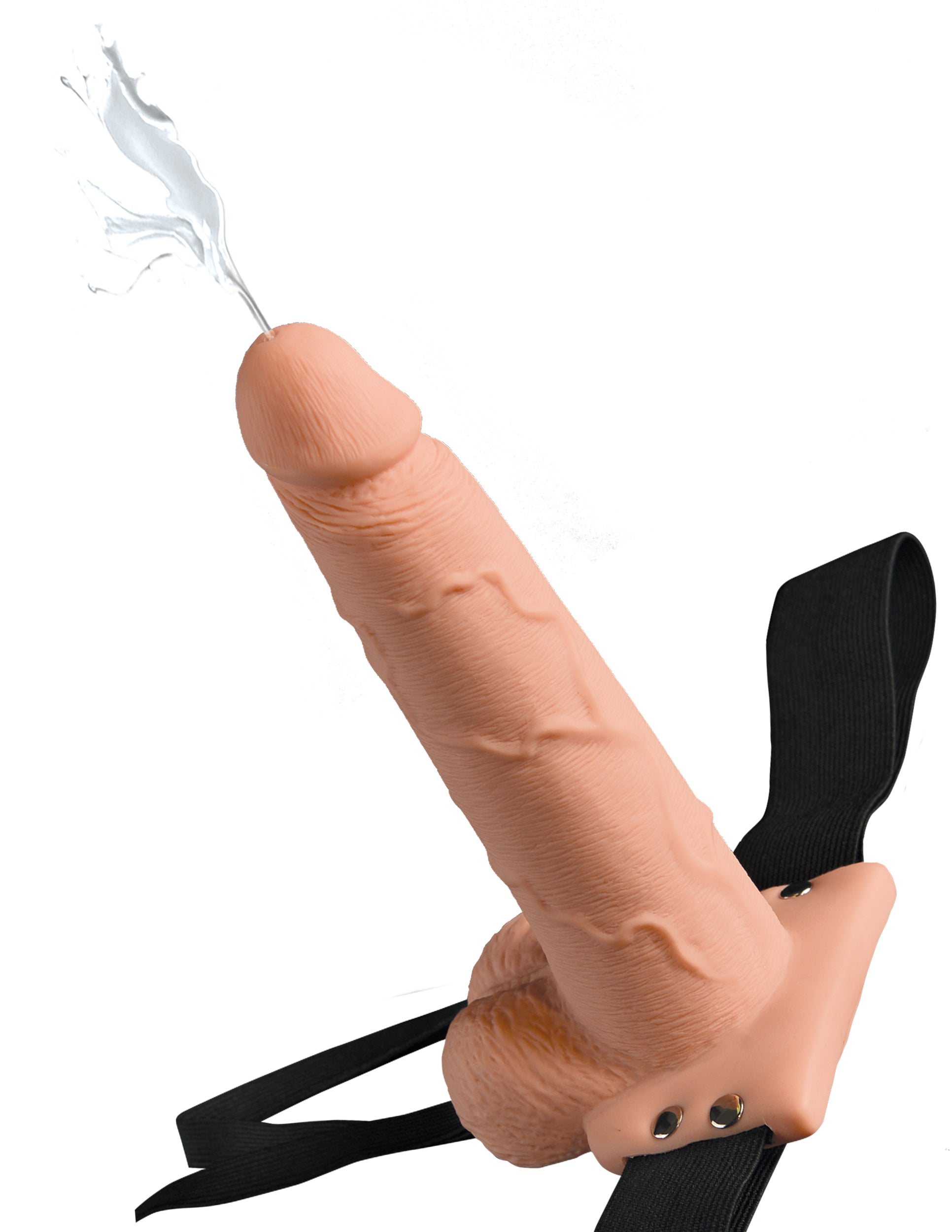 Fetish Fantasy 7.5 Inch Hollow Squirting Strap On with Balls Strap On Sextoys