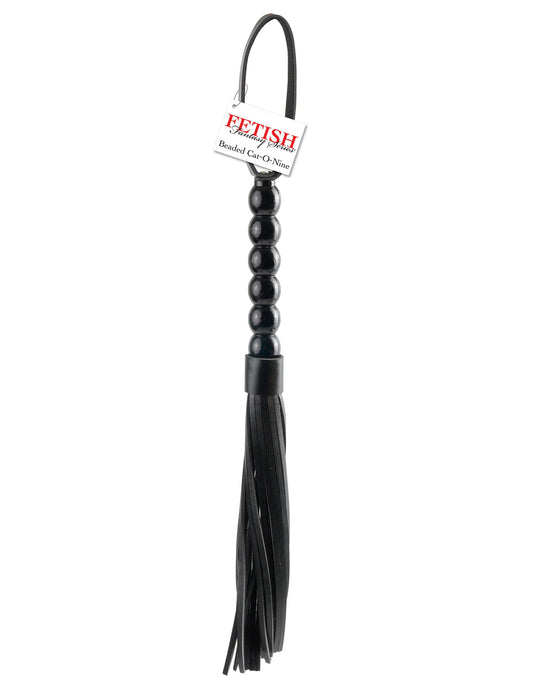 Fetish Fantasy Beaded Cat-O-Nine BDSM Tails Black - Whips And Crops