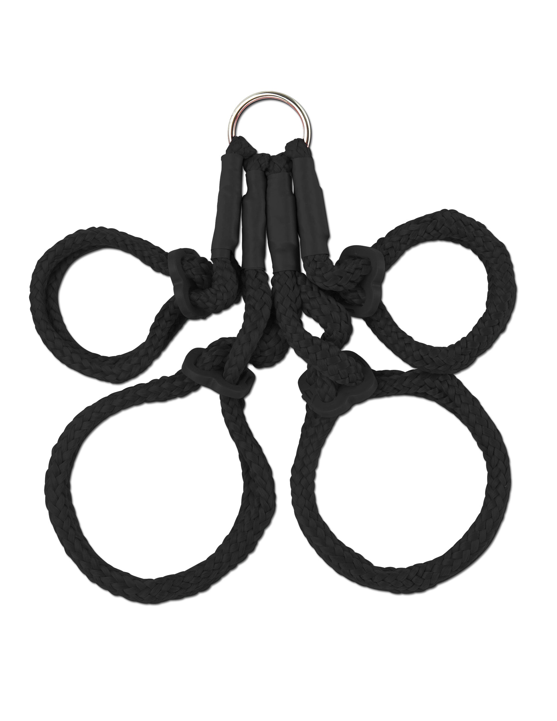 Fetish Fantasy Japanese Bondage Silk Rope Hogtie Black Cuffs and Restraints