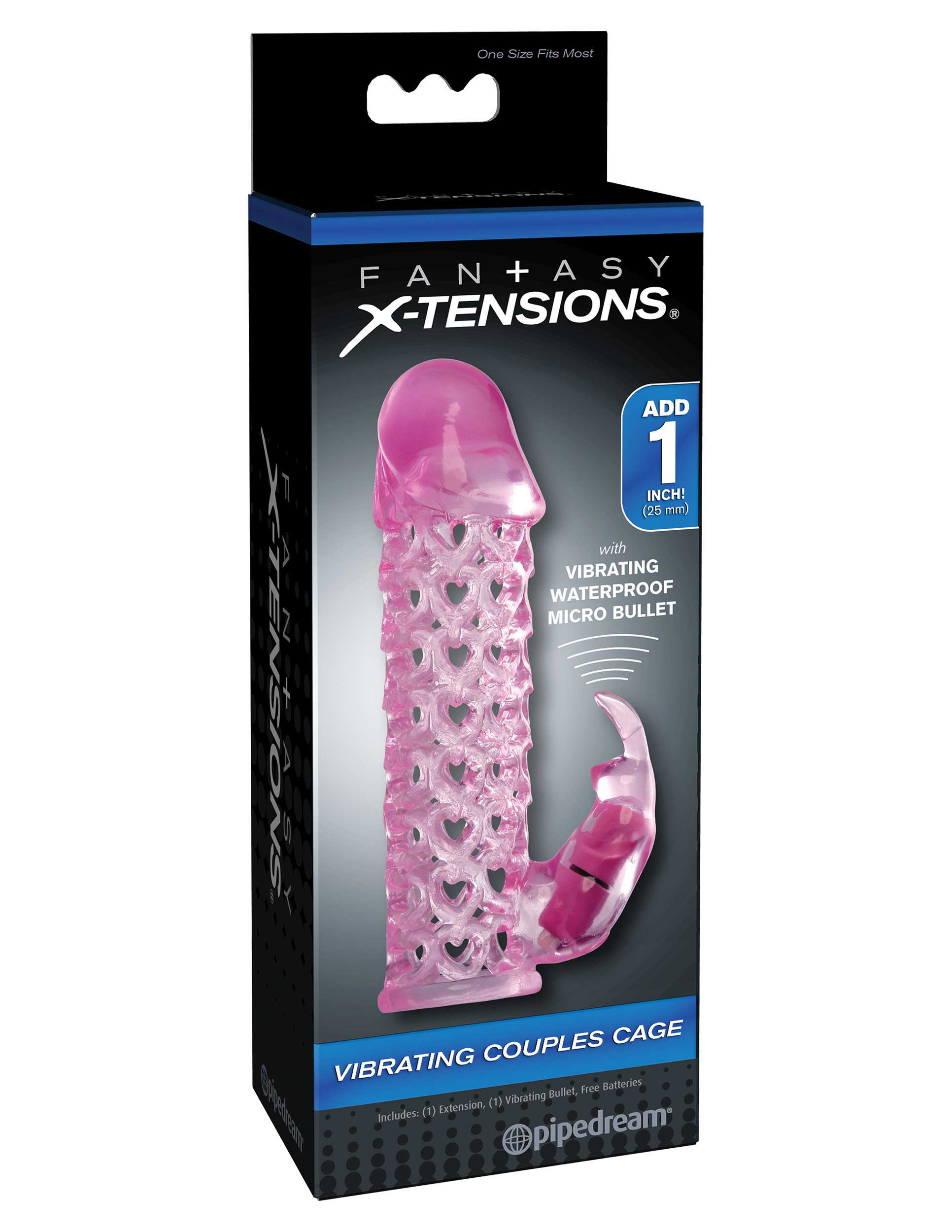 Fantasy X-Tensions Vibrating Couples Cock Cage Pink Pumps, Extenders and Sleeves