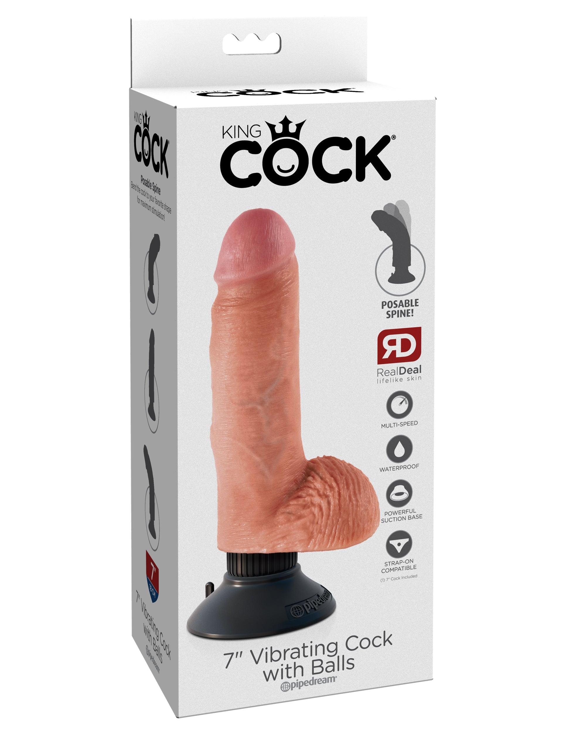King Cock Multi Functions Realistic Cock with Balls Vibrating Dildos