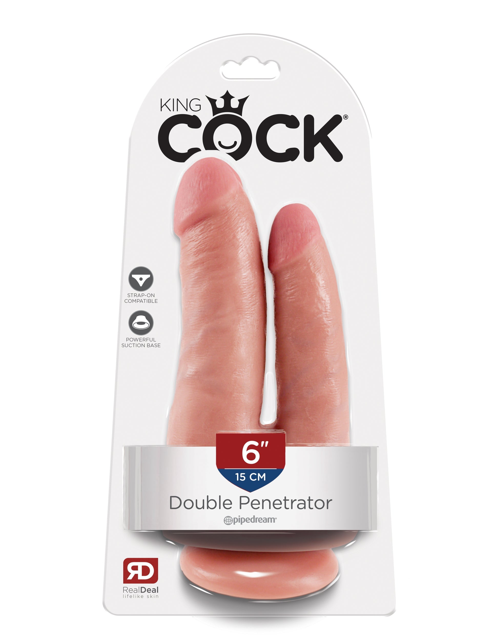 King Cock 15 cm Double Penetrator Dildo with Suction Cup Double Ender