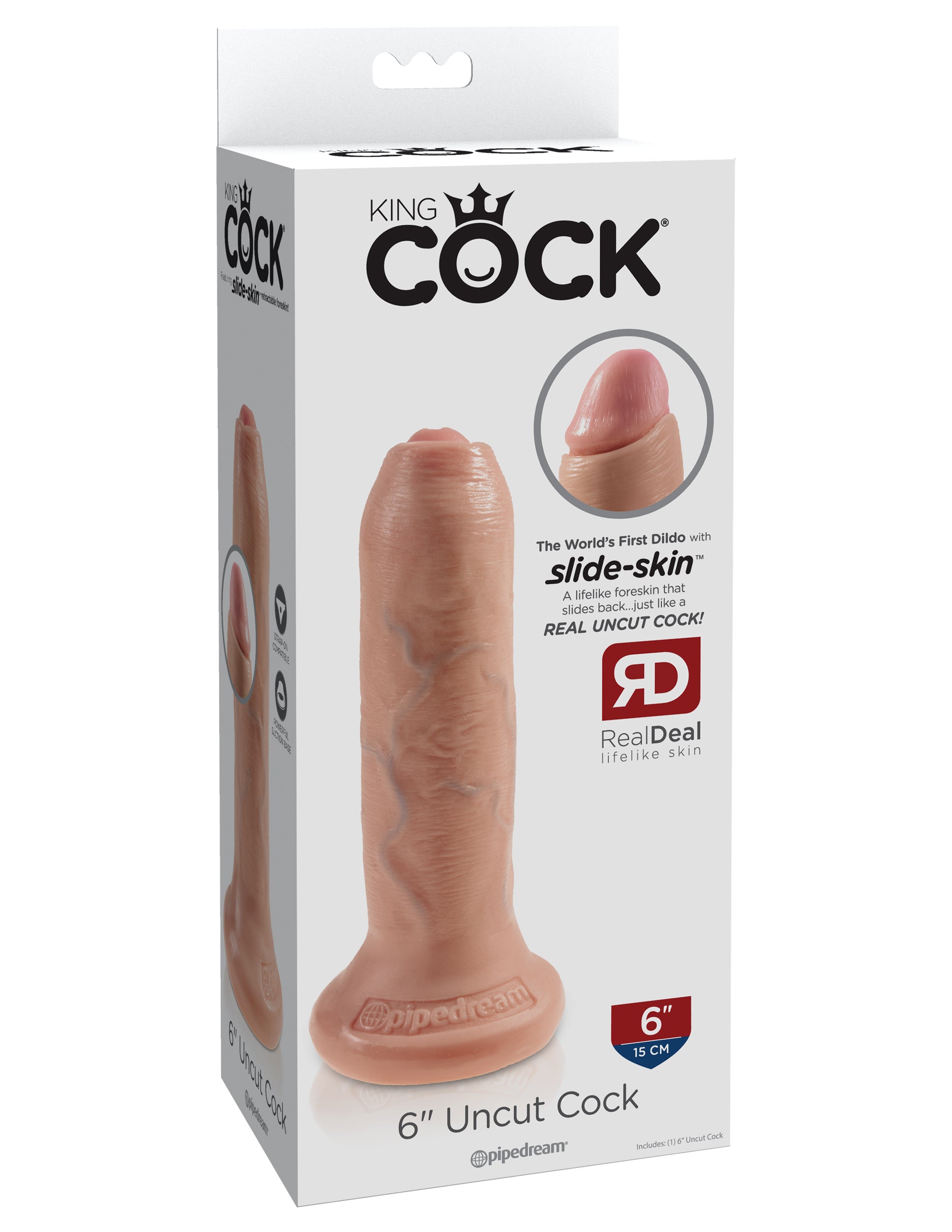 King Cock Uncut Lifelike with Foreskin Realistic Dildo Flesh Realistic Dildos