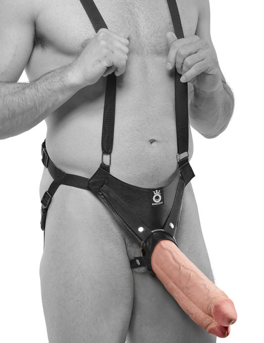 King Cock 11 Inch Two Cocks One Hole Hollow Strap-on System - Realistic Dildos