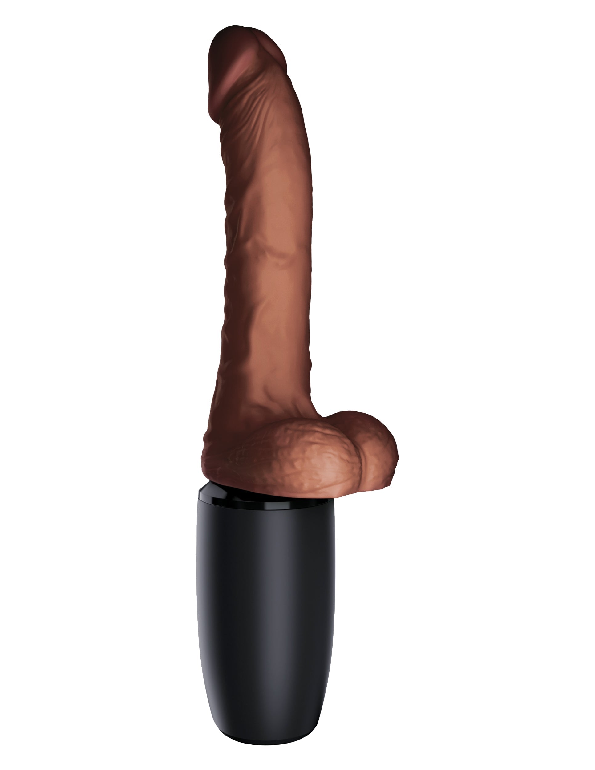 King Cock Plus 7.5 Inch Thrusting Cock with Balls Brown Realistic Dildos
