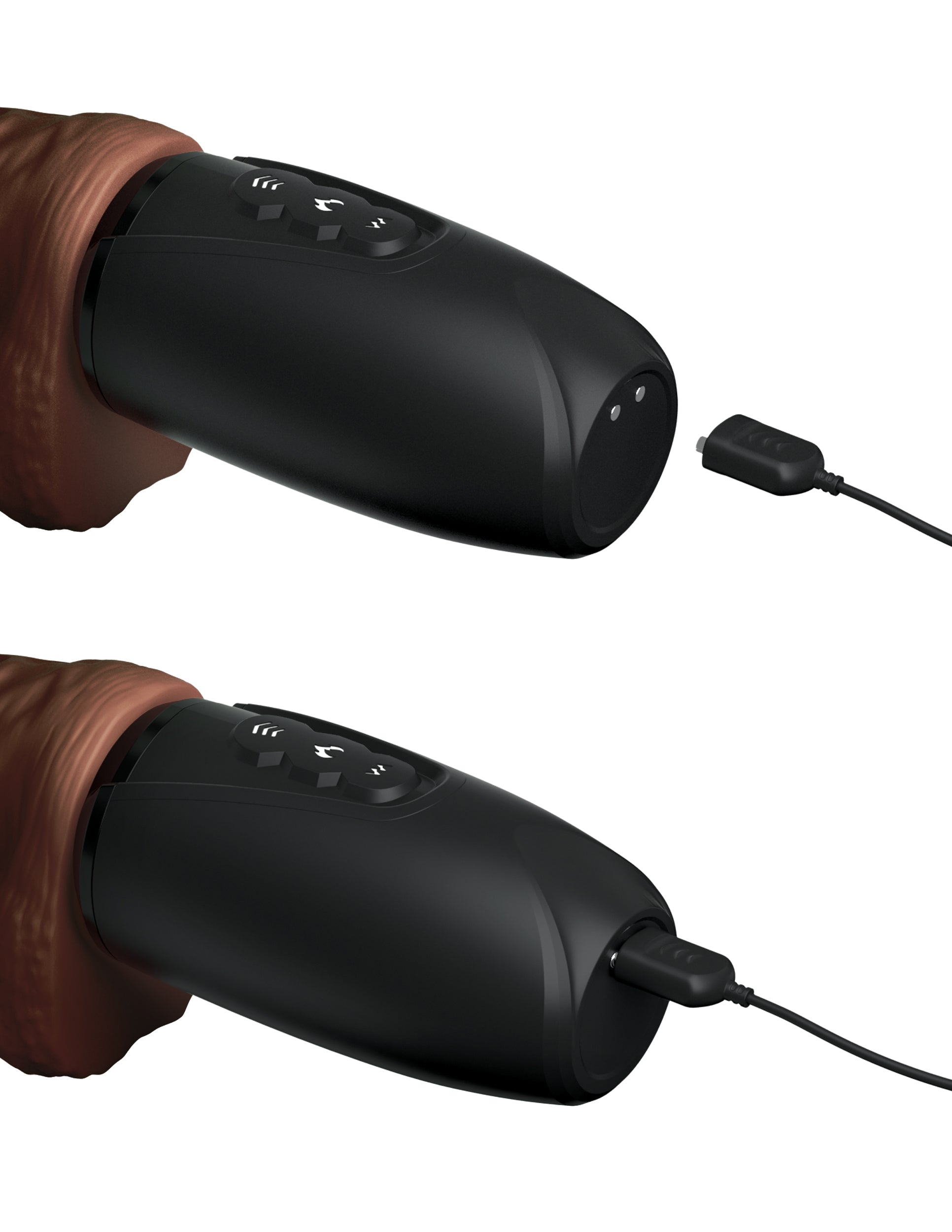 King Cock Plus 7.5 Inch Thrusting Cock with Balls Brown Realistic Dildos