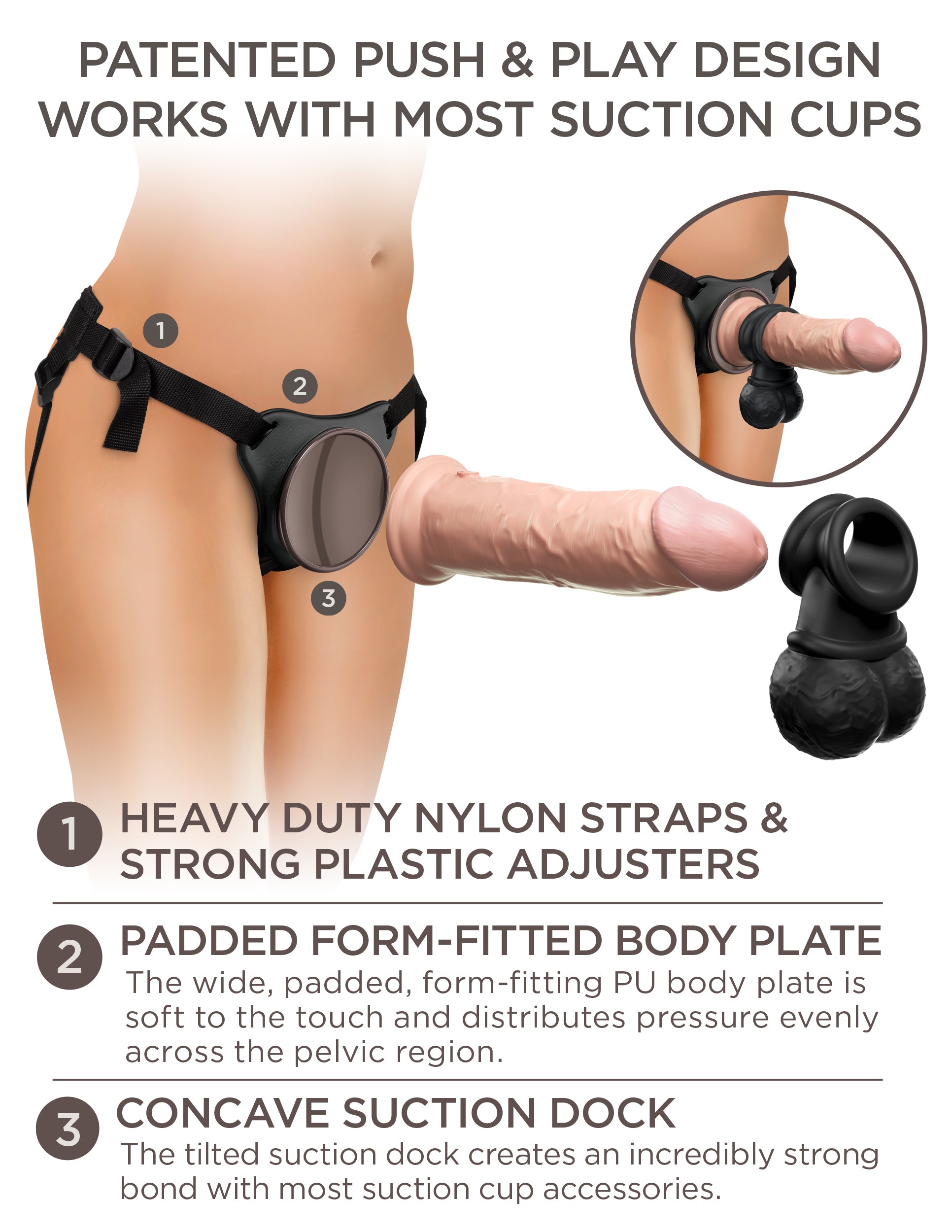 King Cock Elite Deluxe Silicone Body Dock Strap On Kit Realistic Dildos