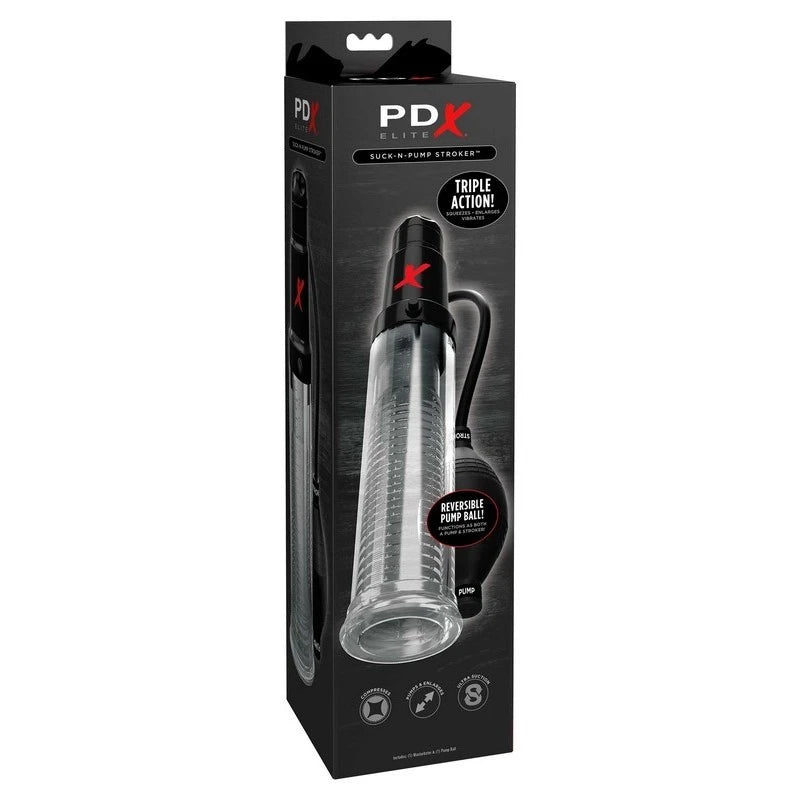 PDX Elite Suck-N-Pump Vibrating Male Stroker Pumps, Extenders and Sleeves
