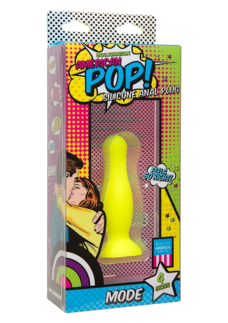 Doc Johnson American Pop Mode 4 inch Anal Plug Yellow Butt Plugs