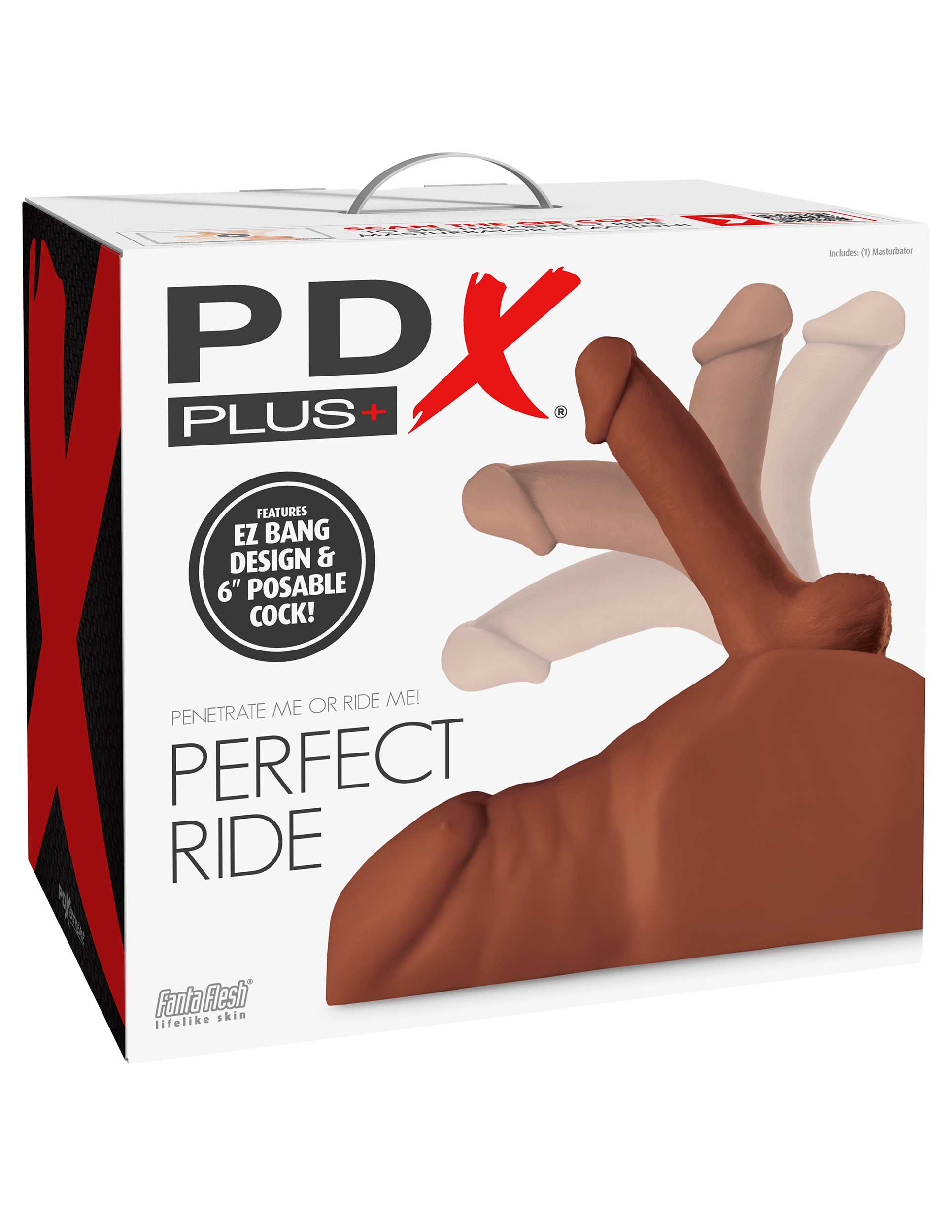 PDX Plus Perfect Ride Dildo And Male Masturbator Brown Masturbators and Strokers