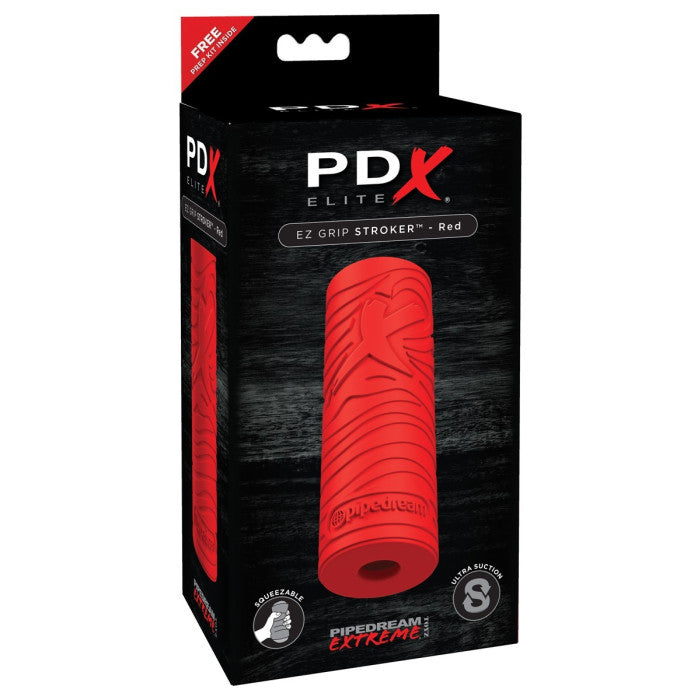 PDX Elite EZ Grip Squeezable Male Stroker Red Masturbators and Strokers