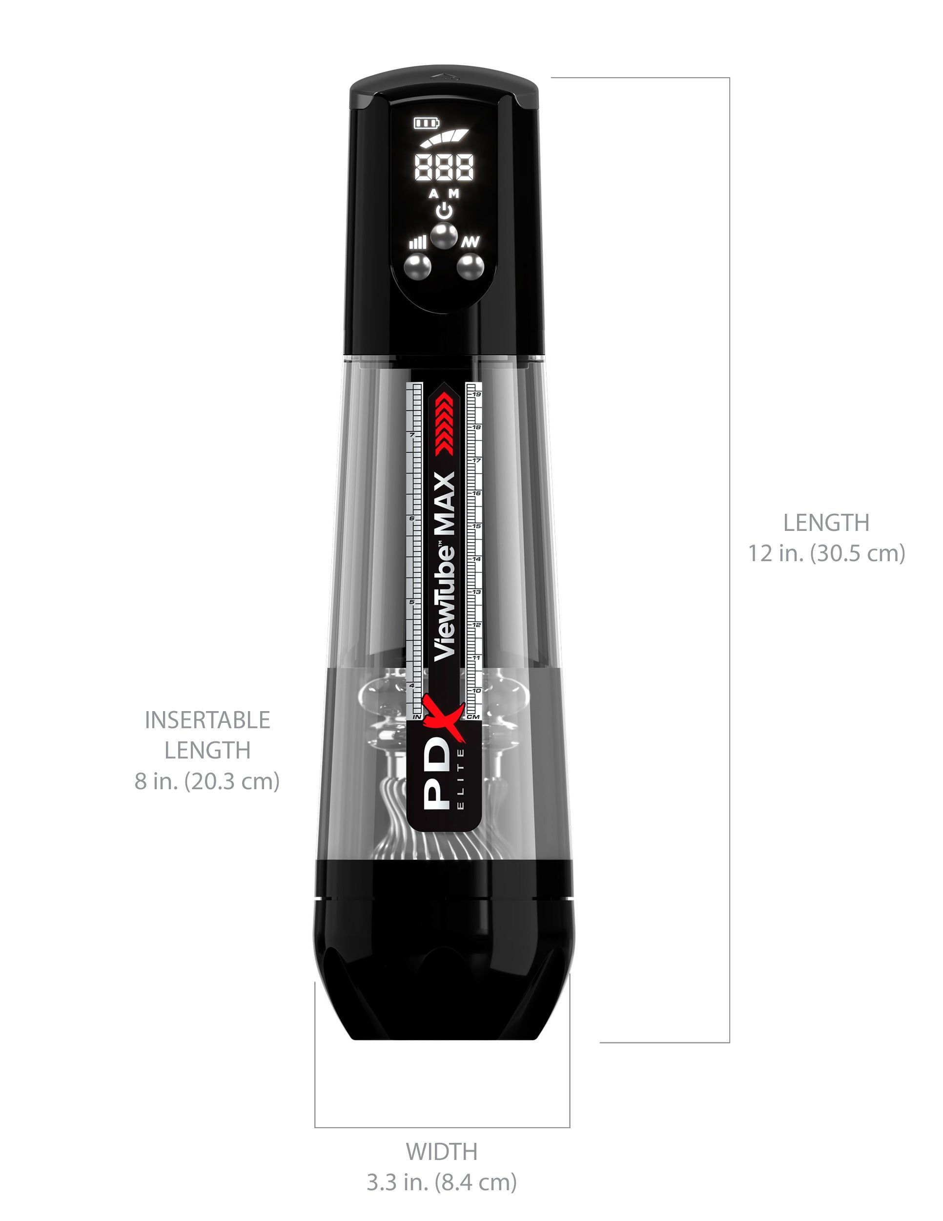 PDX Elite ViewTube MAX View Rechargeable Mens Stroker Black Masturbators and Strokers