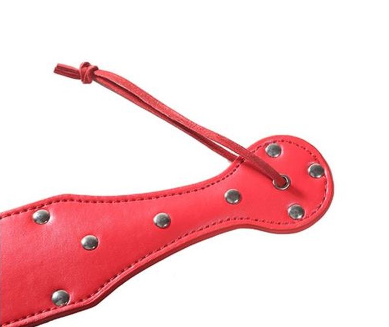 FetishFoundry Bondage Paddle Red Leather with Studs Paddles And Slappers