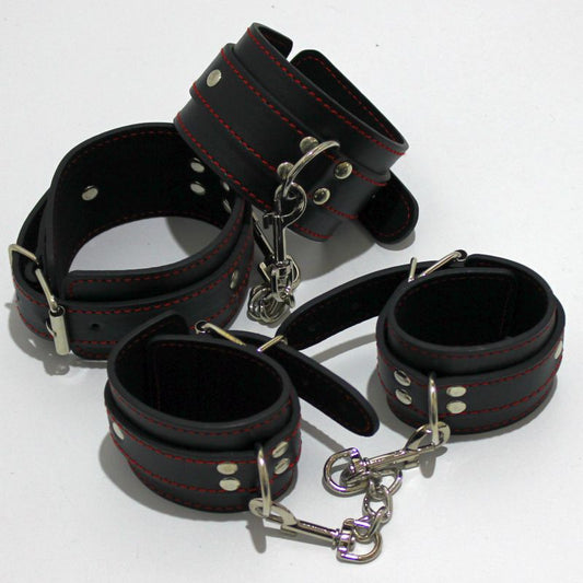 BDStyle Faux Leather Bondage Wrist and Ankle Restraints - Cuffs and Restraints