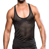 Andrew Christian Mens Mesh Stripe Tee Black His Fetish