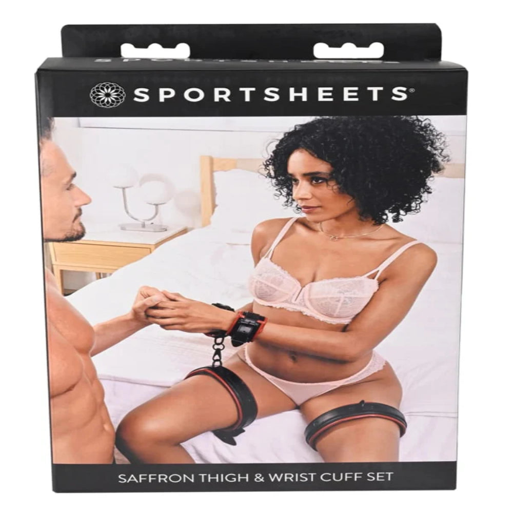 Sportsheets Saffron BDSM Thigh & Wrist Cuff Set - Versatile Intimate Restraints Cuffs and Restraints