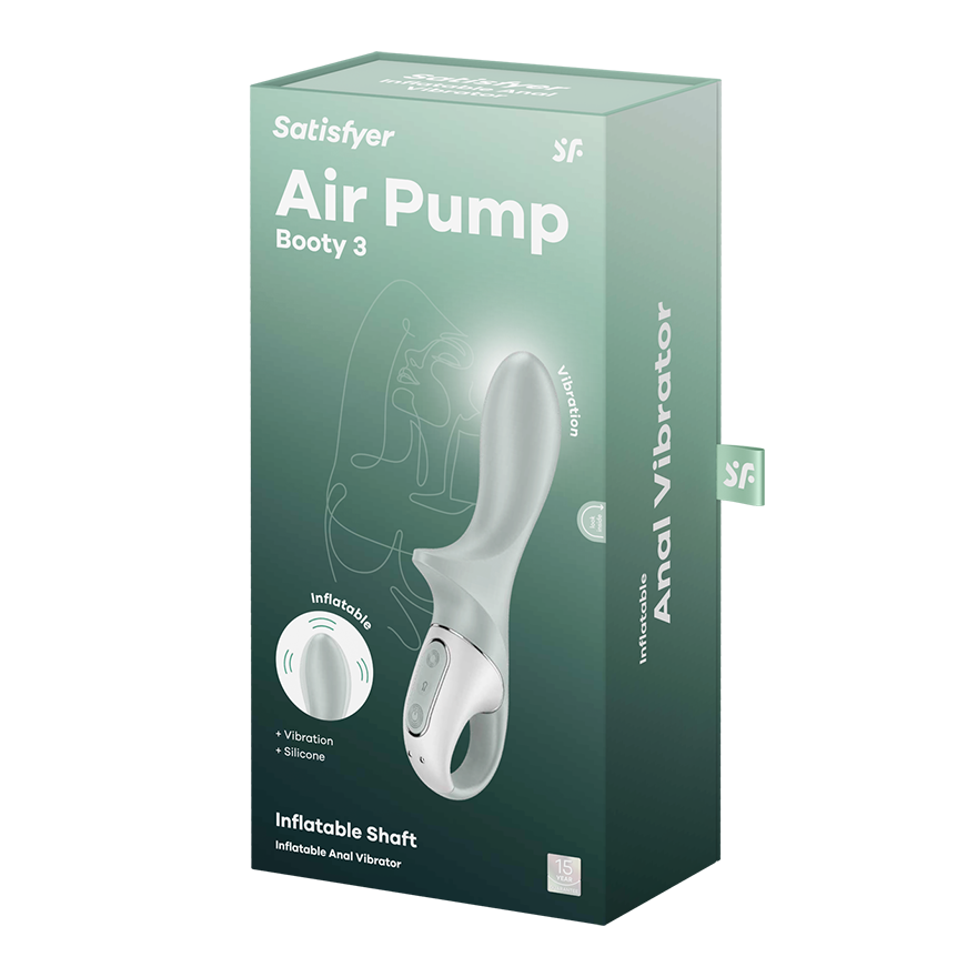 Satisfyer Air Pump Booty 3 Rechargeable Inflatable Anal Vibrator Grey Anal Vibrators