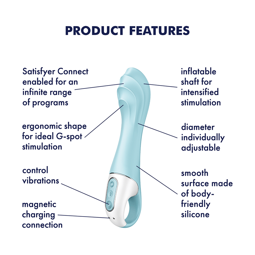Satisfyer Air Pump Vibrator 5 App Controlled G Spot Vibrator Blue Remote Control Vibrators