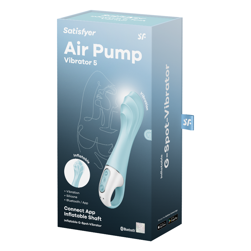 Satisfyer Air Pump Vibrator 5 App Controlled G Spot Vibrator Blue Remote Control Vibrators