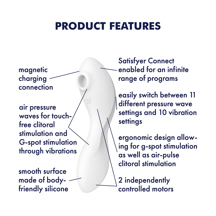 Satisfyer Curvy Trinity 5 Layon Air Pulse App Connected Clitoral Vibrator G-Spot Vibrators