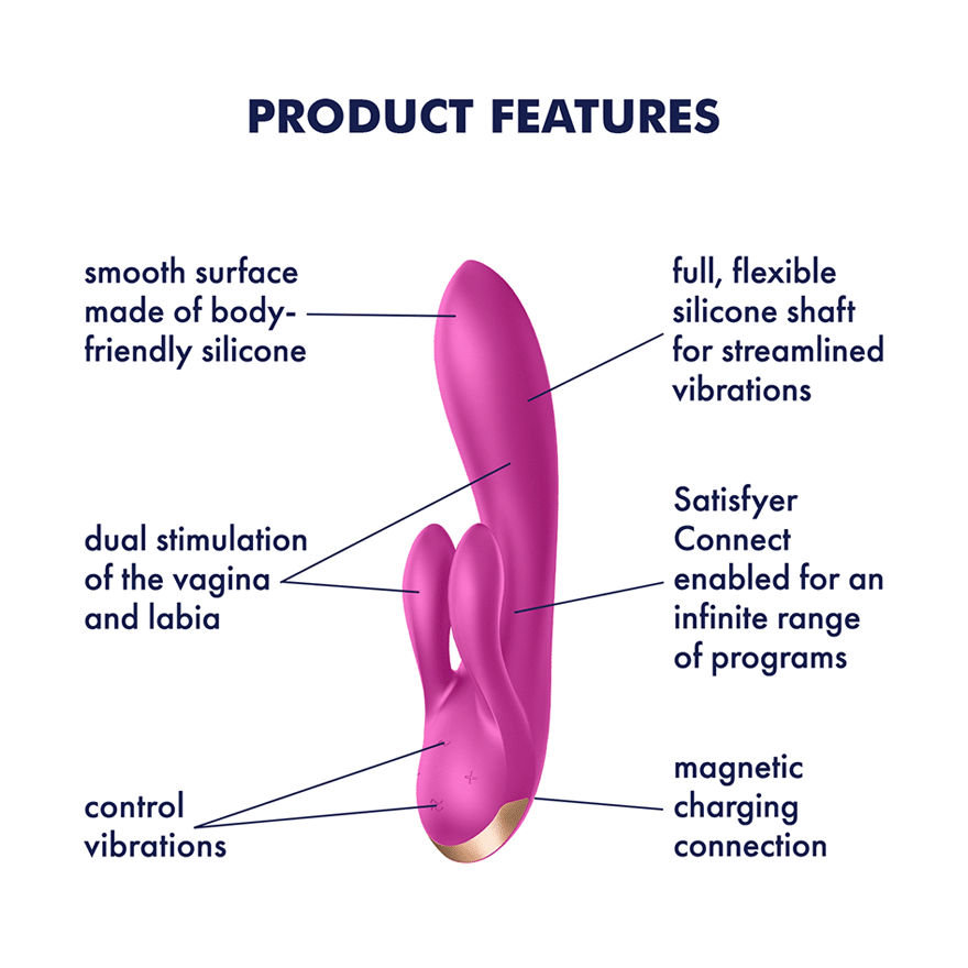 Satisfyer Double Flex App Controlled Rabbit Style G Spot Vibrator Clit Ticklers and Pulsators