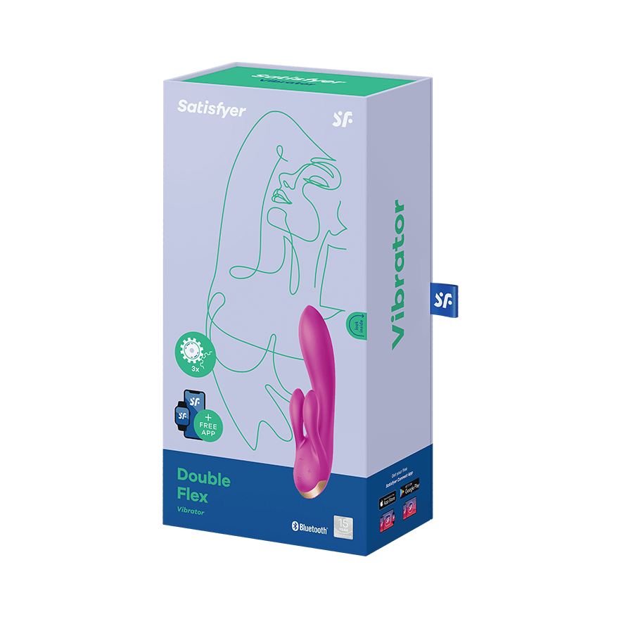 Satisfyer Double Flex App Controlled Rabbit Style G Spot Vibrator Clit Ticklers and Pulsators