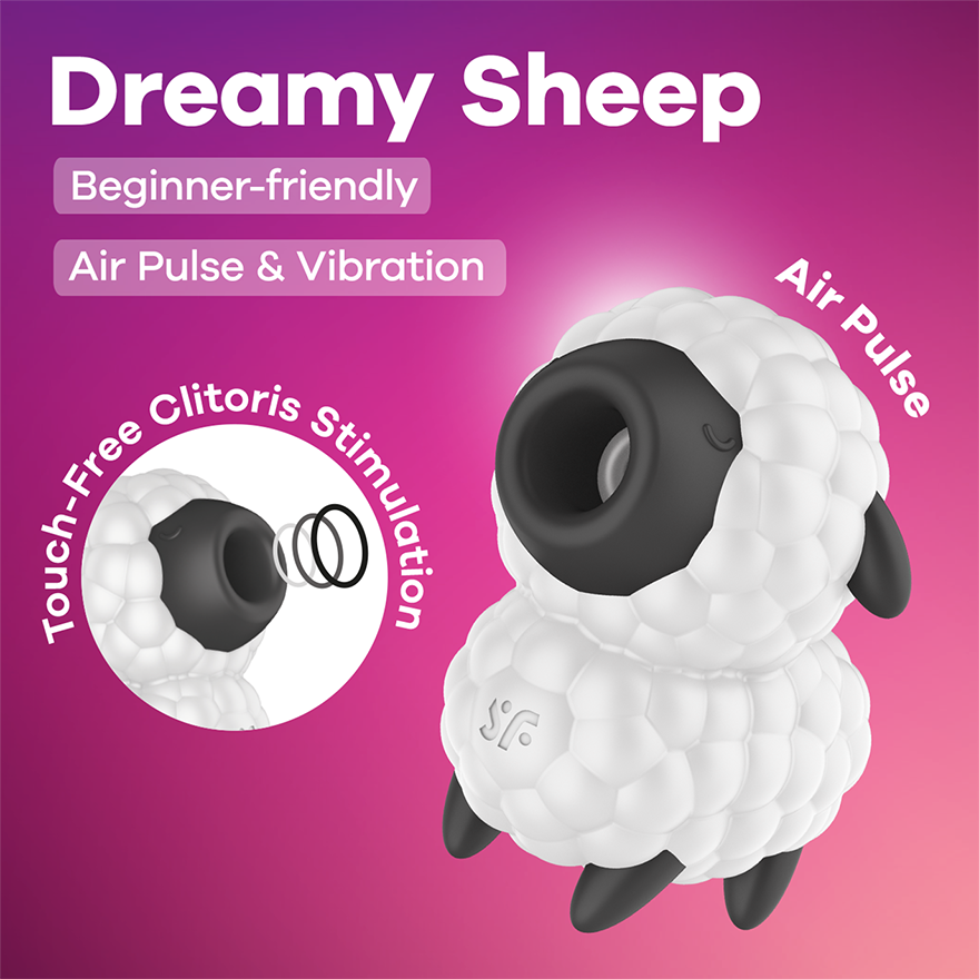 Satisfyer Dreamy Sheep Vibrating Air Pulse Stimulator White Clit Ticklers and Pulsators