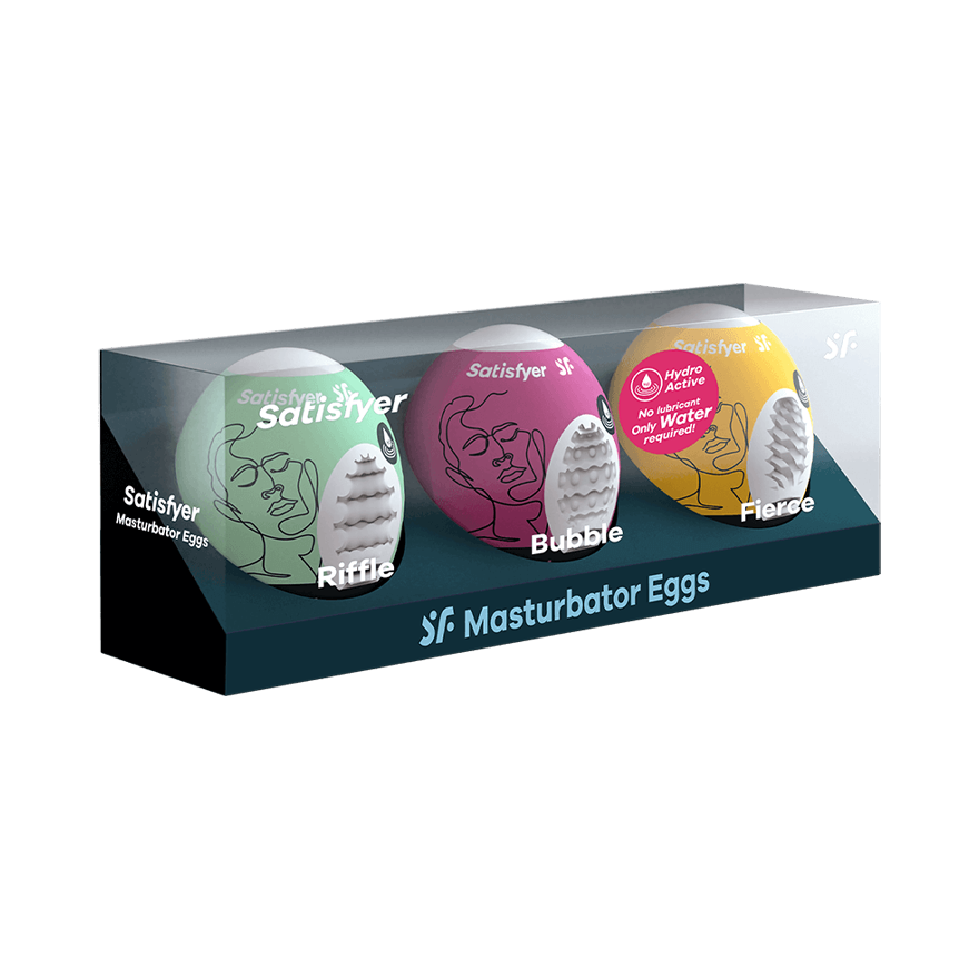 Satisfyer 3 Piece Egg Masturbator Set Riffle, Bubble and Fierce Love Eggs and Kegel Exercisers