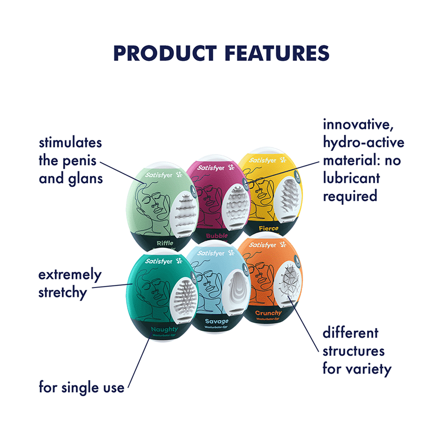 Satisfyer 6 Piece Mens Masturbator Eggs Set Love Eggs and Kegel Exercisers