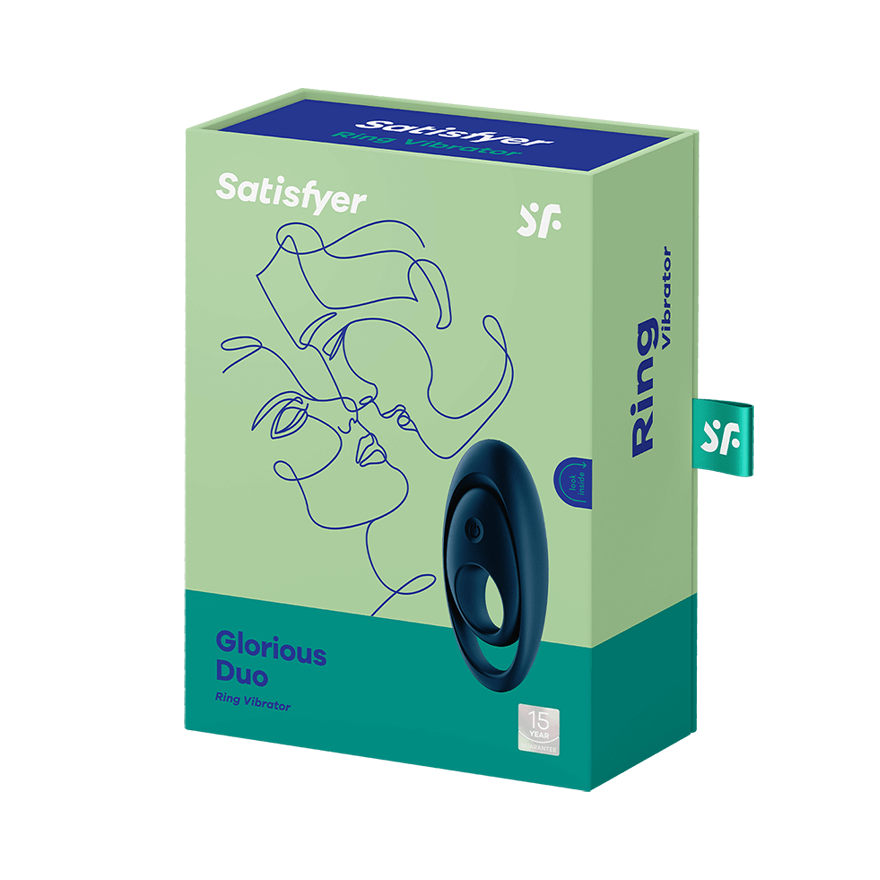 Satisfyer Glorious Duo Mens Powerful Vibrating Cock Ring Blue Ball and Cock Toys